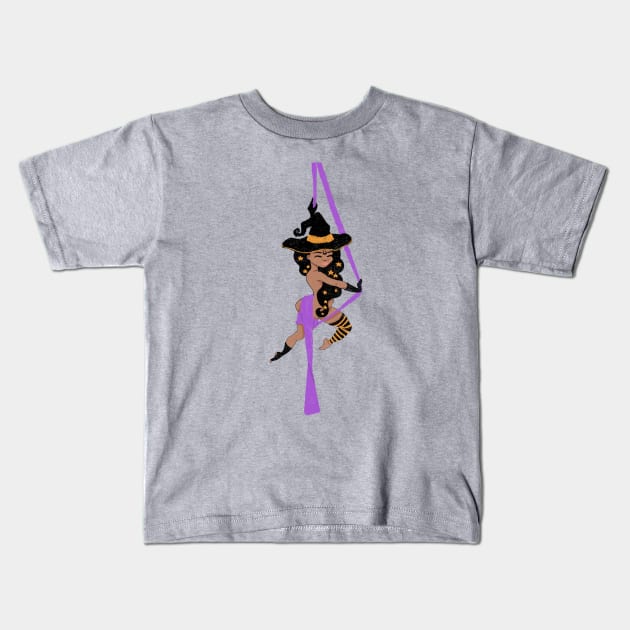 Flying Witch - aerial silks Kids T-Shirt by LaBellaCiambella